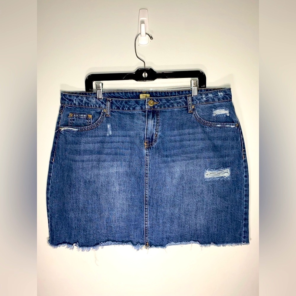 True Craft Distressed Denim Mini Skirt